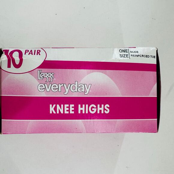 Leggs Everyday Knee Highs 10 Pair Nude  One Size Plus Size Sheer Toe NEW Sealed - Picture 1 of 3